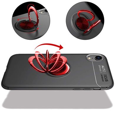 TPU чехол Deen ColorRing под магнитный держатель (opp) для Apple iPhone XR (6.1"") Черный / Красный