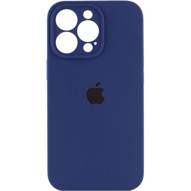 Чехол для Apple iPhone 13 Pro Silicone Full camera закрытый низ + защита камеры / Синий / Deep navy