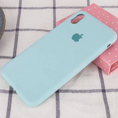 Чехол silicone case for iPhone X/XS с микрофиброй и закрытым низом Turquoise