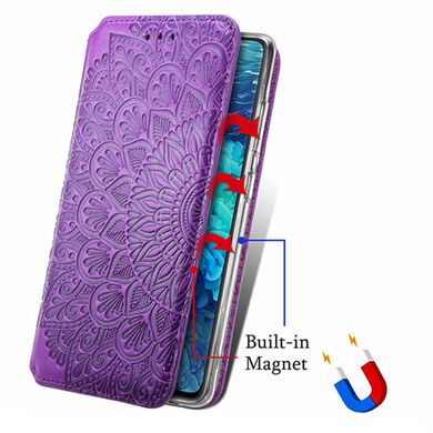 Кожаный чехол книжка GETMAN Mandala (PU) для Samsung Galaxy M51 (Фиолетовый)