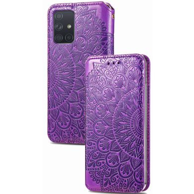 Кожаный чехол книжка GETMAN Mandala (PU) для Samsung Galaxy M51 (Фиолетовый)