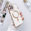 Чехол для iPhone 13 Pro Max Gold Plating with Magsafe + стекло на камеру White