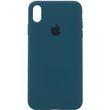 Чехол silicone case for iPhone X/XS с микрофиброй и закрытым низом Cosmos Blue
