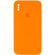 Чехол для Apple iPhone XS Max Silicone Full camera / закрытый низ + защита камеры (Оранжевый / Bright Orange) квадратные борты