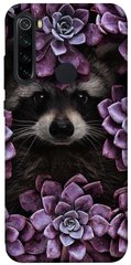 Чехол для Xiaomi Redmi Note 8 PandaPrint Енот в цветах цветы