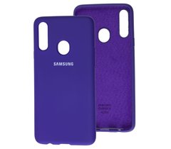 Чехол для Samsung Galaxy A20s (A207) Silicone Full фиолетовый с закрытым низом и микрофиброй