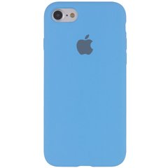 Чехол silicone case for iPhone 7/8 с микрофиброй и закрытым низом Голубой / Cornflower