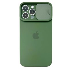 Чехол для iPhone 11 Pro Max Silicone with Logo hide camera + шторка на камеру Dark Green