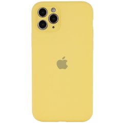 Чехол для Apple iPhone 12 Pro Silicone Full camera закрытый низ + защита камеры / Желтый / Yellow