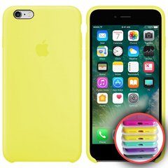 Чохол silicone case for iPhone 6 / 6s з мікрофіброю і закритим низом Flash / Жовтый