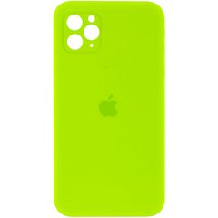Чехол для Apple iPhone 11 Pro Silicone Full camera / закрытый низ + защита камеры (Салатовый / Neon green)