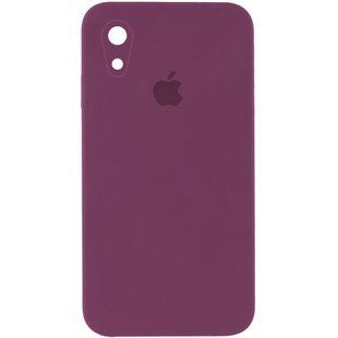 Чехол для Apple iPhone XR (6.1"") Silicone Case Full Camera закрытый низ + защита камеры Бордовый / Maroon квадратные борты