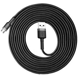 Кабель BASEUS Micro USB Cafule |3m, 2A| (CAMKLF-HG1) Black-Grey, Gray / Black