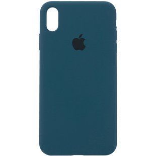 Чехол silicone case for iPhone X/XS с микрофиброй и закрытым низом Cosmos Blue