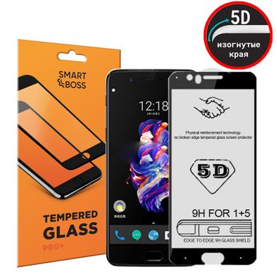 5D стекло для OnePlus 5 Black Premium Smart Boss™ Черное - Изогнутые края