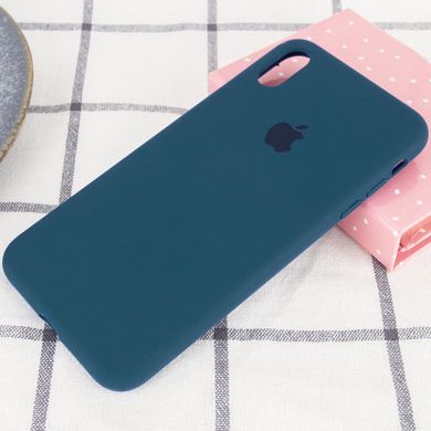Чехол silicone case for iPhone X/XS с микрофиброй и закрытым низом Cosmos Blue
