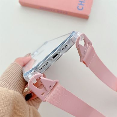 Чохол для iPhone 11 прозорий з ремінцем Pink