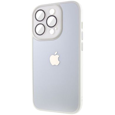 Чохол для iPhone 12 / 12 Pro Скляний матовий + скло на камеру з мікрофіброю TPU+Glass Sapphire Midnight White