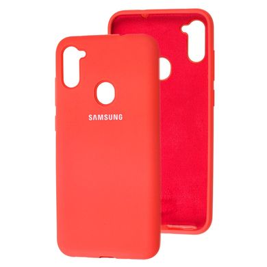 Чехол для Samsung Galaxy A11 / M11 Silicone Full красный  c закрытым низом и микрофиброю