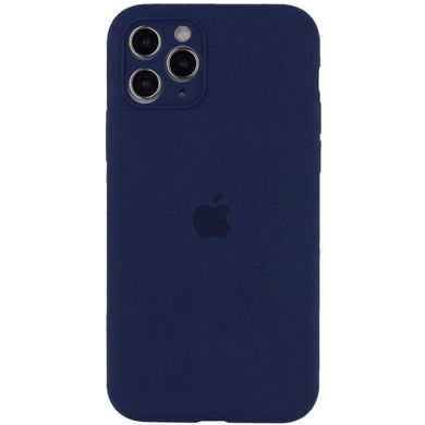 Чехол для Apple iPhone 12 Pro Max (6.7") Silicone Full camera закрытый низ + защита камеры (Синий / Deep navy)