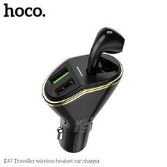 Адаптер автомобільний HOCO і блютуз-гарнітура E47 | 2USB, QC3.0, 3.1A, 18W | black