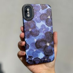 Чехол для iPhone X / XS Rubbed Print Silicone Blue flowers