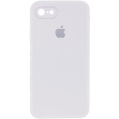Чехол для для Apple iPhone 7 / 8 / SE (2020) (4.7") Silicone Full camera закрытый низ + защита камеры (Белый / White) квадратные борты