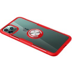 TPU + PC чохол Deep Crystal Ring for Magnet (pop) для Apple iPhone 11 Pro Max (6.5") (Безбарвний / Червоний)