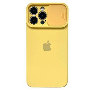 Чохол для iPhone 13 Pro Silicone with Logo hide camera + шторка на камеру Yellow