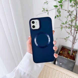 Чехол для iPhone 14 Matte Colorful Metal Frame MagSafe Deep Navy