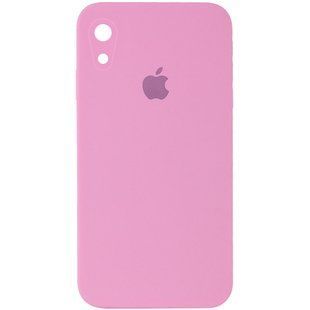 Чехол для Apple iPhone XR (6.1"") Silicone Case Full Camera закрытый низ + защита камеры Розовый / Light pink квадратные борты