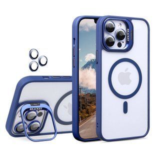 Чохол з підставкою для iPhone 14 Lens Shield Magsafe + Лінзи на камеру (Синій / Blue)