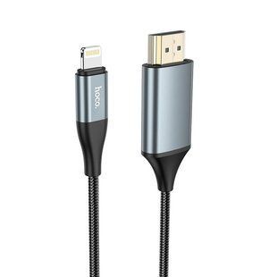 Кабель HOCO Lightning to HDMI High-definition on-screen cable UA15 |2M, 1080P| Black, Black