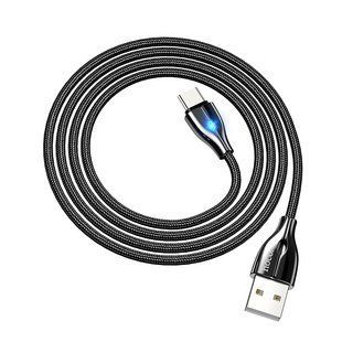 Кабель HOCO Type-C with LED Amazing colors U88 |1.2m, 3A| Black, Black