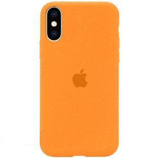 Чехол silicone case for iPhone X/XS с микрофиброй и закрытым низом Papaya