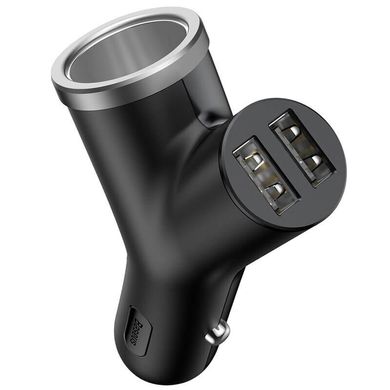 Автомобильное зарядное устройство Baseus Y-Type Cigarette Lighter Extended 3.4A 2USB + прикуриватель (CCALL-YX01), Черный