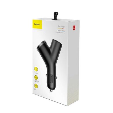 Автомобільний зарядний пристрій Baseus Y-Type Cigarette Lighter Extended 3.4A 2USB + прикурювач (CCALL-YX01), Черный