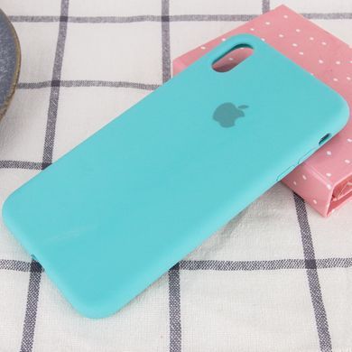 Чохол silicone case for iPhone XS Max з мікрофіброю і закритим низом Marine Green