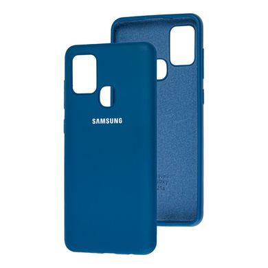 Чехол для Samsung Galaxy A21s (A217) Silicone Full синий c закрытым низом и микрофиброю
