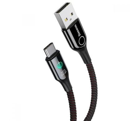 Кабель USB Baseus C-Shaped Light Intelligent Power-Off Type-C QC3.0 3A (1.0m) черный, Черный