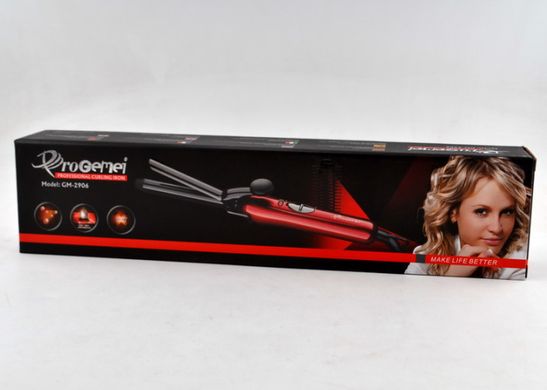 Утюжок для волос профессиональный проводной 2 в 1 ProGemei GM-2906 с насадкой щеткой
