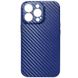 Кожаный чехол Leather Case Carbon series для Apple iPhone 13 Pro (6.1"") Синий