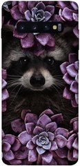 Чохол для Samsung Galaxy S10 + PandaPrint Єнот в кольорах квіти