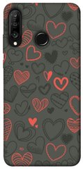 Чехол для Huawei P30 lite PandaPrint Милые сердца паттерн