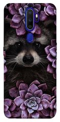 Чехол для Oppo A9 (2020) PandaPrint Енот в цветах цветы
