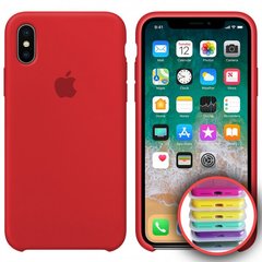 Чохол silicone case for iPhone XS Max з мікрофіброю і закритим низом Red
