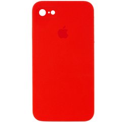 Чехол для Apple iPhone 7 / 8 / SE (2020) Silicone Full camera закрытый низ + защита камеры (Красный / Red) квадратные борты
