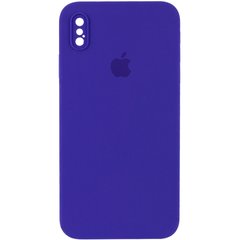 Чехол для Apple iPhone XS Max Silicone Full camera / закрытый низ + защита камеры(6.5") (Фиолетовый / Ultra Violet) квадратные борты