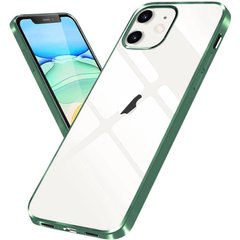 Прозорий силіконовий чохол з глянсовою окантовкою для Apple iPhone 12 mini (5.4 ") (Темно-зелений)