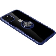 TPU+PC чехол Deen CrystalRing for Magnet (opp) для Apple iPhone 11 Pro Max (6.5") (Бесцветный / Темно-синий)